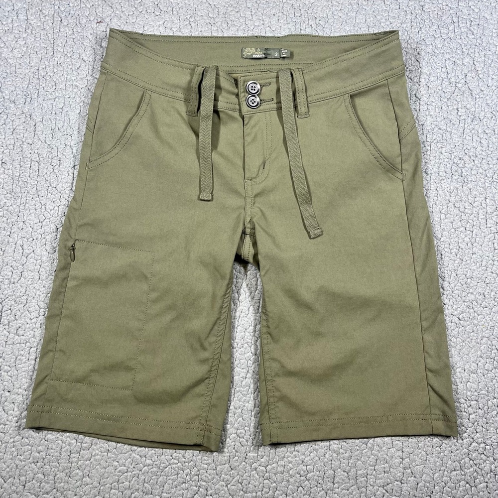 Prana Halle Shorts Womens 2 Olive Green Hiking Stretch Cargo Outdoor